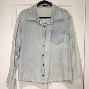Brandy Melville Bleached Denim Baggy Button Down